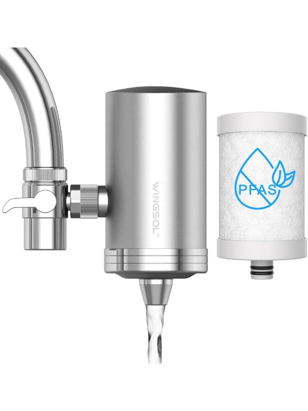 Stainless Steel Sink Faucet Water Filter - 360° Rotating Tap Purifier, Reduces